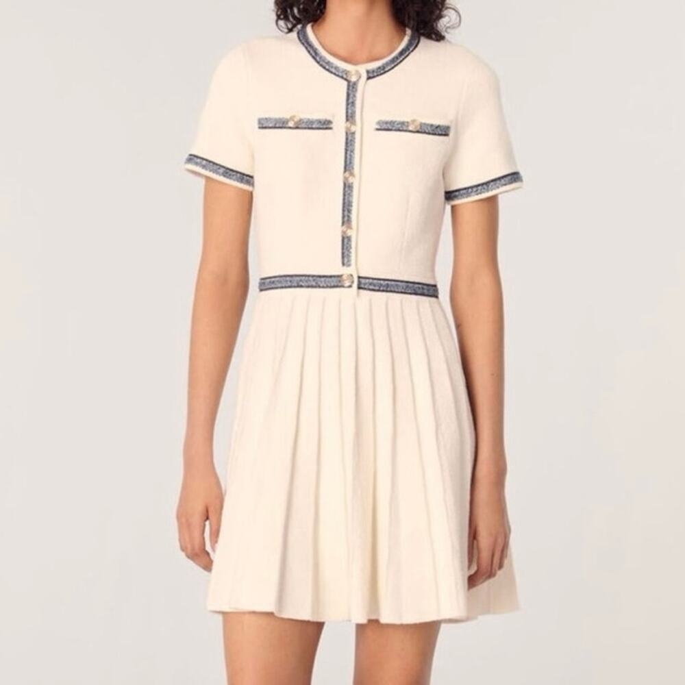 Maje Pleated knit mini dress size 42
